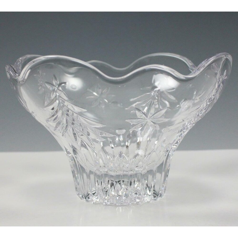 Mikasa Christmas Night Clear Glass Candy Dish or Candle Holder Trees Stars